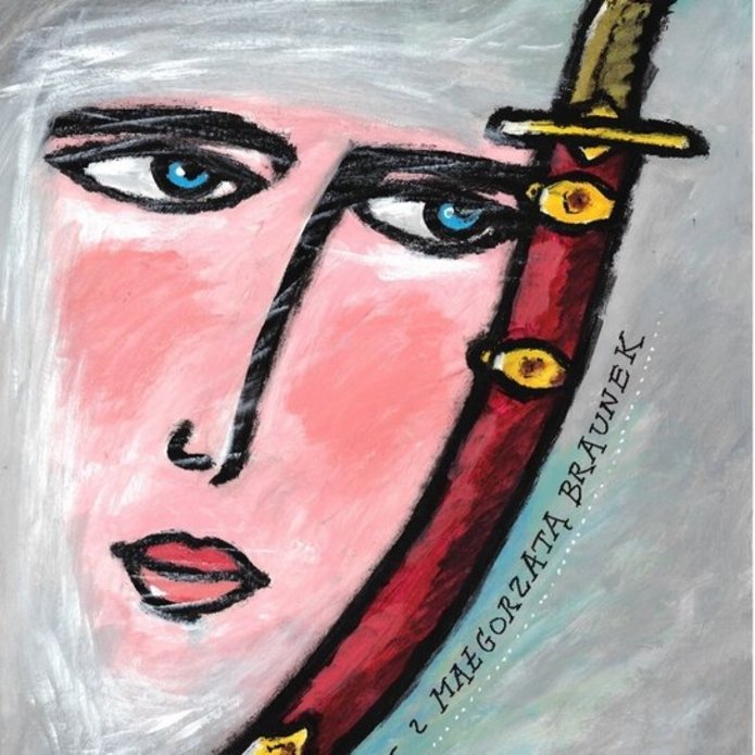 zarys kobiecej twarzy, szabla wzdłuż wizerunku